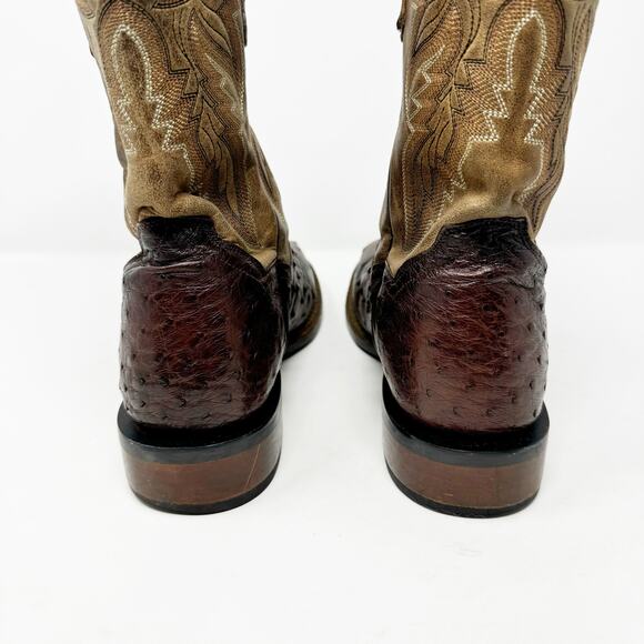 Dan Post Alamosa Full Quill Ostrich Cowboy Boots Brown Tan Size 9D DP3875 - Picture 11 of 15